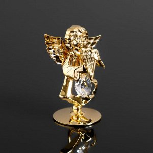 Сувенир "Ангел с арфой" с 1 кристаллом ,на подставке 5,5х3,5х6см