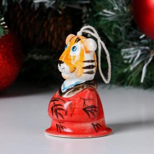 Колокольчик фарфоровый "Тигр Япон", 9 см