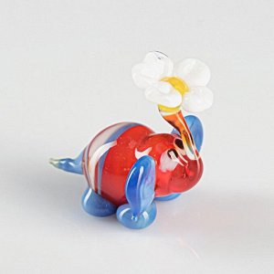 Сувенир из стекла "Слон с цветком"