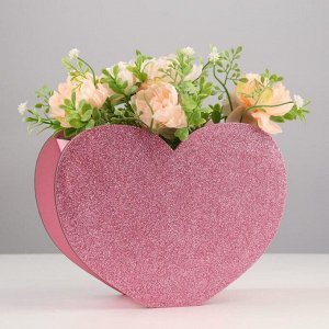 Кашпо деревянное "Сердце", блестящее, розовое, 22,3х9,1х17 см