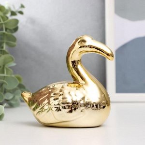 Сувенир керамика "Фламинго" золото 9х9х5,5 см