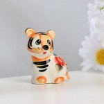 Сувенир &quot;Тигр Геша&quot;, цветной, гжель, 4,7х4 см