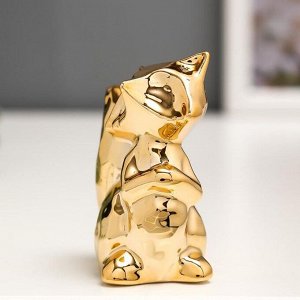 Сувенир керамика "Лисёнок" золото 7,2х5,5х3,5 см