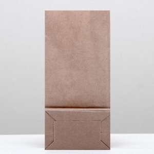 Пакет крафт бумажный фасовочный, однослойный, с окном, прямоугольное дно 8(5) х 5 х 17 см