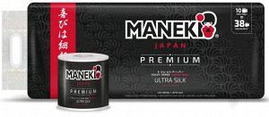 Бумага туалетная "Maneki" B&W (ЧЕРНАЯ) 3 слоя, 214 л., 30 м, гладкая, с ароматом жасмина, 10 р./уп.