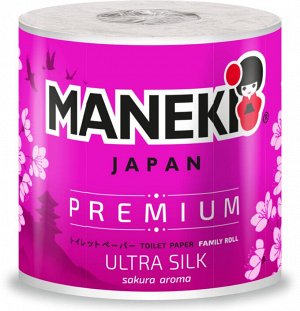 Бумага туалетная "Maneki" SAKURA 3 слоя, 215 л., 30 м, гладкая, белая, с ароматом сакуры, 10 рулонов/упаковка