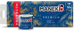 Бумага туалетная "Maneki" OCEAN 3 слоя, 280 л., 39.2 м, гладк., бел. с аром. океан.бриза, 10 рулонов/упаковка