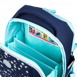 Рюкзак каркасный Grizzly RAf-192, 39 х 30 х 18, для девочки "Звёзды", синий