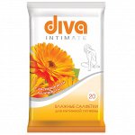 DIVA влажные салфетки для интимной гигиены с экстрактом календулы /20