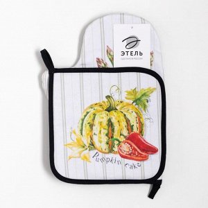 Кухонный набор Этель "Vegetable": варежка-прихватка 20х28 см, прихватка 19х19 см, 100% хлопок