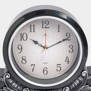 Часы настольные "Классика" 43х25 см, корпус черный с серебром, плавный ход