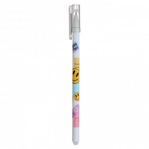 Ручка гелевая со стираемыми чернилами 0,5 мм, стержень синий, корпус МИКС "Смайл" (штрихкод на штуке)