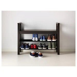 IKEA HEMNES ХЕМНЭС, Скамья с полкой для обуви, черно-коричневый, 85x32x65 см