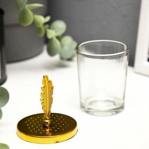 Подсвечник стекло на 1 свечу "Пёрышко" золото 11х5,5х5,5 см