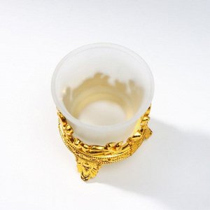 Подсвечник стекло, пластик на 1 свечу "Сердце из листьев сердце" золото 6,5х6х6 см