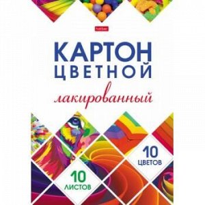 Набор цветного картона лакированного А4 10л 10цв "Мозаика" в папке (067609) 25053 Хатбер {Россия}