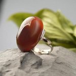 Кольцо овал &quot;Сердолик&quot;, безразмерное