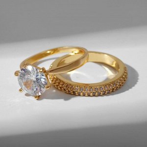 Кольцо "Сокровище" яркий кристалл, цвет белый в золоте, размер 16