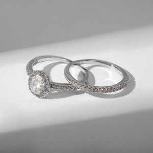 Кольцо "Сокровище" кристалл овал, цвет белый в серебре, размер 16