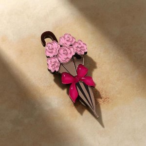 Брошь акрил "Зонтик", цвет розово-коричневый
