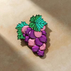 Брошь акрил "Виноград", цвет фиолетово-зелёный