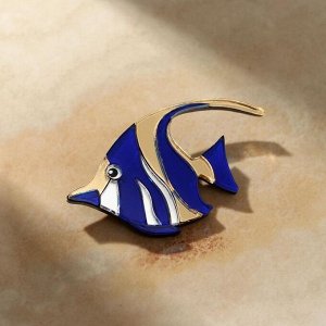 Брошь акрил "Мавританский Идол" рыбка, цвет голубо-белый