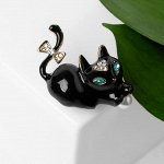 Брошь &quot;Котёночек&quot;, цвет чёрно-белый в золоте