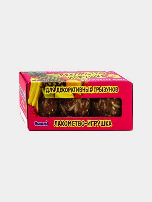 Медово-зерновые шарики для грызунов фруктовый микс, коробка 3 шт  60 гр 1/60