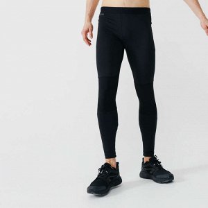 Тайтсы утепленные для бега мужские run warm+ черные kalenji