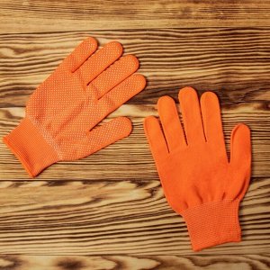 Перчатки, х/б с нейлоновой нитью, с ПВХ точками, размер 8, оранжевые, «Точка», Greengo