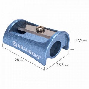 Точилка BRAUBERG "Arc", цинковая, корпус ассорти, 228455