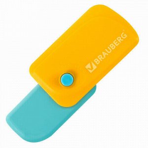 Ластик выкидной BRAUBERG &quot;Delta&quot;, 60х33х18 мм, цвет ассорти, пластиковый держатель ассорти, 223594