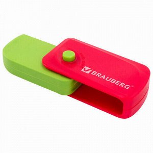 Ластик выкидной BRAUBERG &quot;Delta&quot;, 60х33х18 мм, цвет ассорти, пластиковый держатель ассорти, 223594