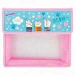 Папка для тетрадей ЮНЛАНДИЯ А5, 2 отделения, пластик, клапан на липучке, &quot;Soft paws&quot;, 270139