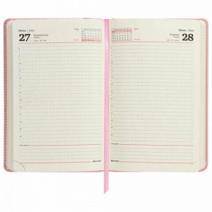 Ежедневник датированный 2022 А5 138x213 мм BRAUBERG "Imperial", под кожу, розовый, 112761