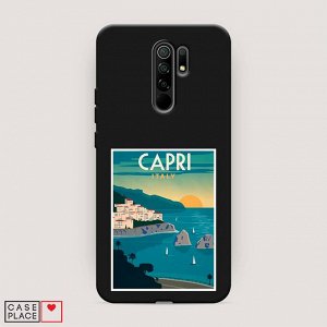 Матовый силиконовый чехол Постер остров Капри на Xiaomi Redmi 9