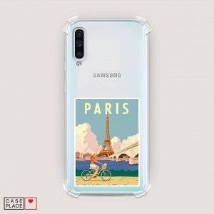 Противоударный силиконовый чехол Постер Париж на Samsung Galaxy A50