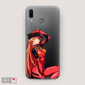 Силиконовый чехол Аска в кепке на Huawei Honor Play