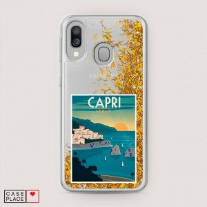 Жидкий чехол с блестками Постер остров Капри на Samsung Galaxy A40