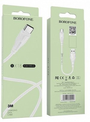 Hoco Зарядный Кабель USB BOROFONE BX18 Optimal 2.4A-3A 3 м белый