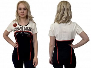 Фирменная женская футболка Harley-Davidson – повседневный кэжуал с элементами байк-стиля №1064