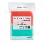 Многослойная губка для мытья посуды &quot;Triple Filter Scrubber Soft&quot; с полиуретановым покрытием (мягкая)