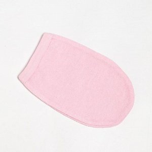 Пелёнка с уголком 90х90 + рукавичка,  Зайка розовый, махра 170 г/м хлопок 100%