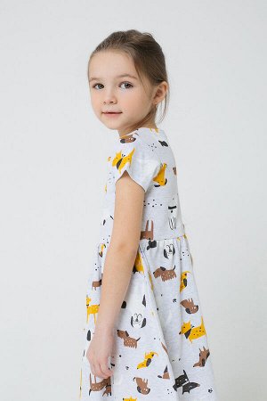 Платье для девочки Crockid К 5644 светло-серый меланж, собачки к1272