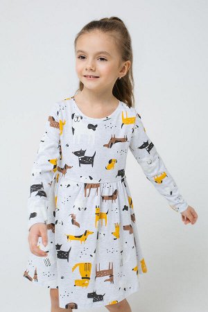 Платье для девочки Crockid К 5701 светло-серый меланж, собачки к1272