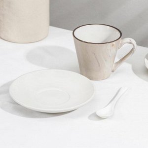 Набор керамический чайный «Мрамор», 6 предметов: 2 чашки 200 мл, 2 блюдца d=14 см, 2 ложки, на металлической подставке
