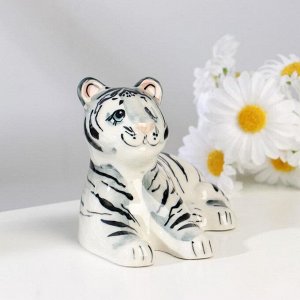 Сувенир "Тигр Шерхан", белый, гжель, 8х14 см