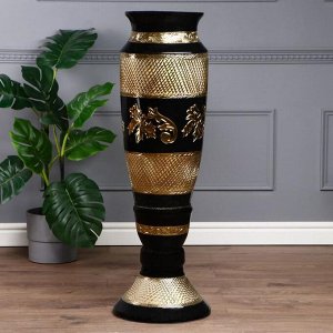 Ваза напольная "Винтария", золотистый декор, сетка, чёрная, 105 см, микс, керамика