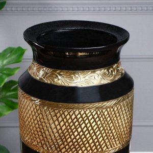 Ваза напольная "Винтария", золотистый декор, сетка, чёрная, 105 см, микс, керамика