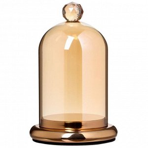 Подсвечник стекло на 1 свечу "Колба с кристаллом" золотая карамель 20,6х12,5х12,5 см
